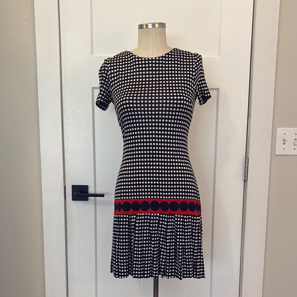 🔴 SOLD 🔴 Juicy Couture Chic Nautical Navy and White Polka Dot Drop Waist Dress